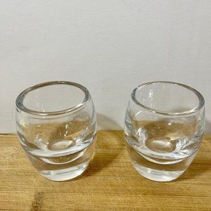Heavy Clear Glass Votive Candle Holders (2) 3.5"
